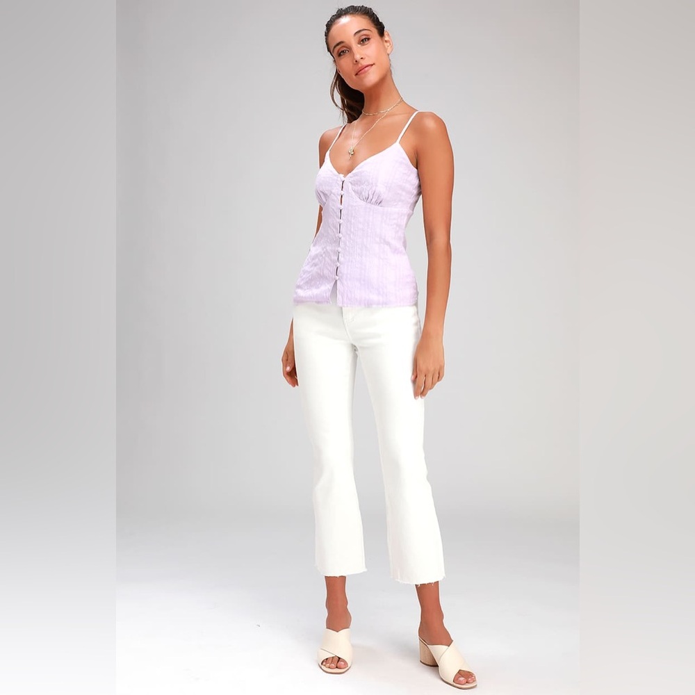 Lulus 💕 Adalee Lilac Striped Button-Up Tank Top ✨NWT✨